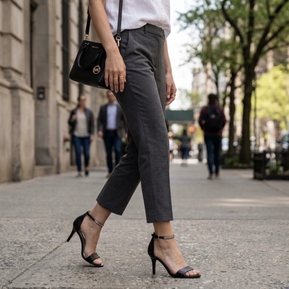 Michael Kors Ankle Strap Sandals Women 8M Black Good Leather Kitten Heel